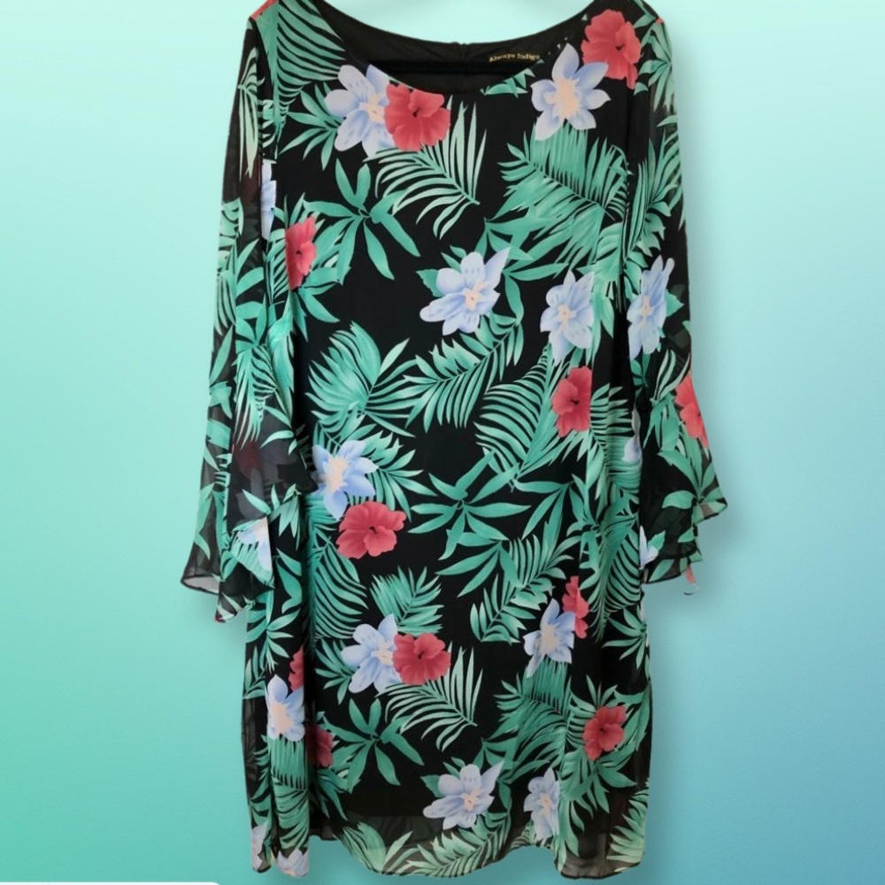 Printed Leaves and Flower Dress
